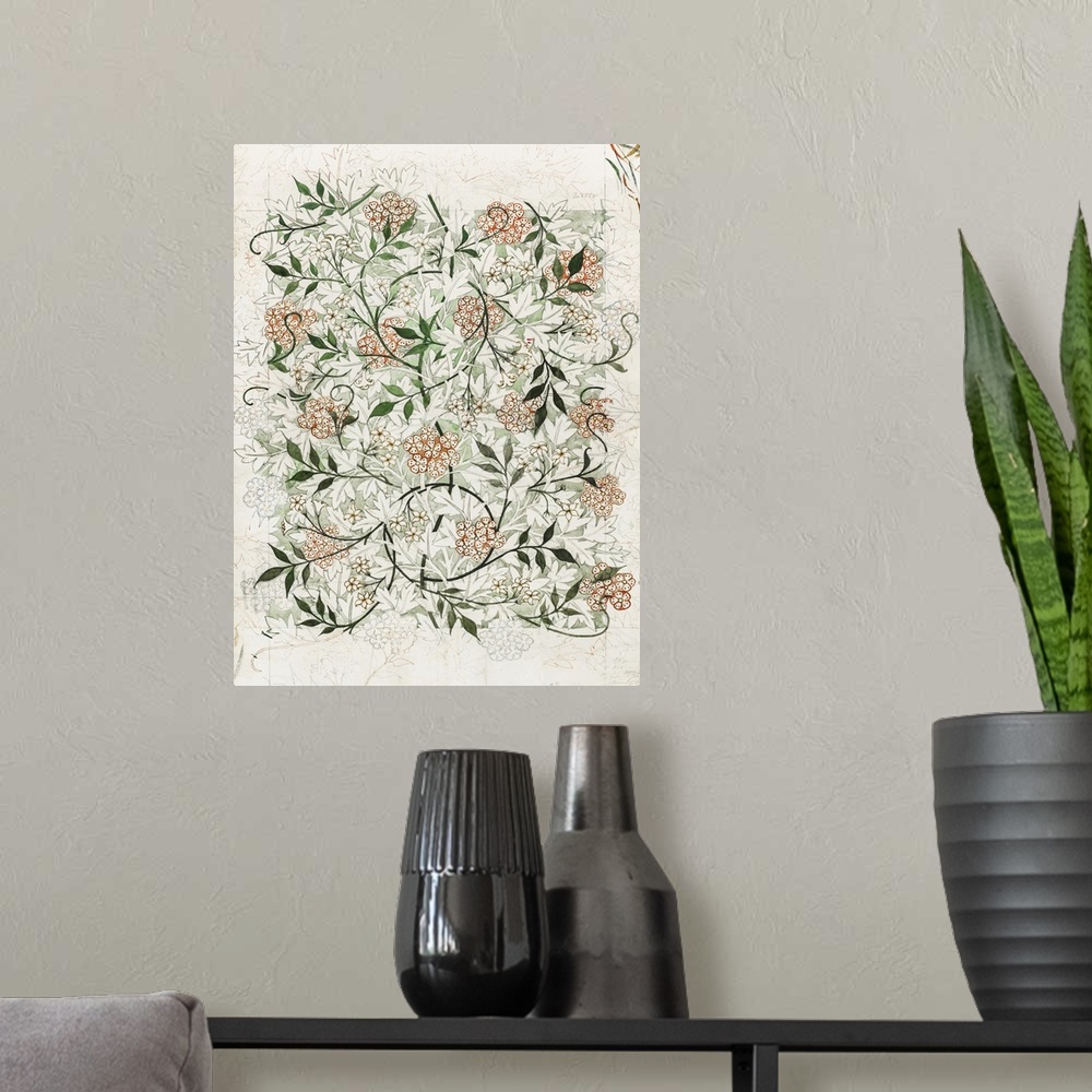 A modern room featuring Wm Morris Floral Pattern Studies II