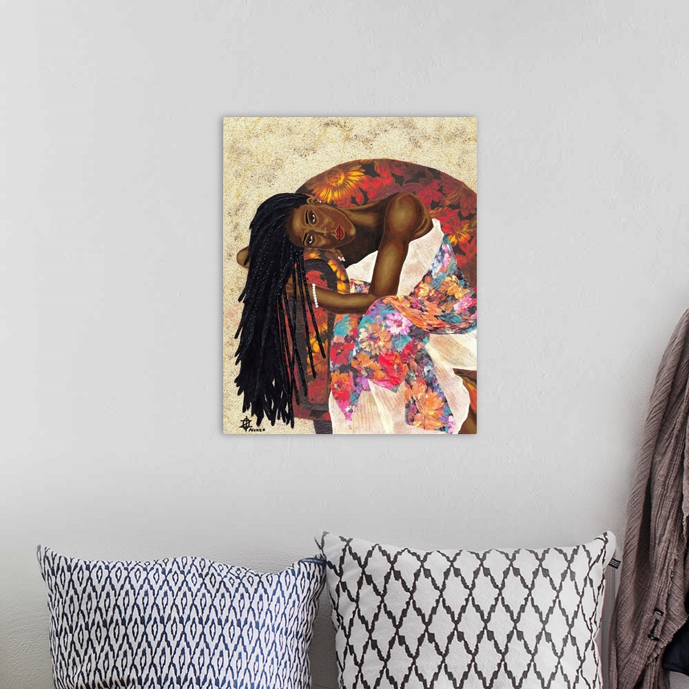 A bohemian room featuring Woman Strong III