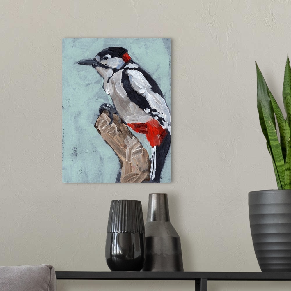 A modern room featuring Woodpecker Paintstrokes I