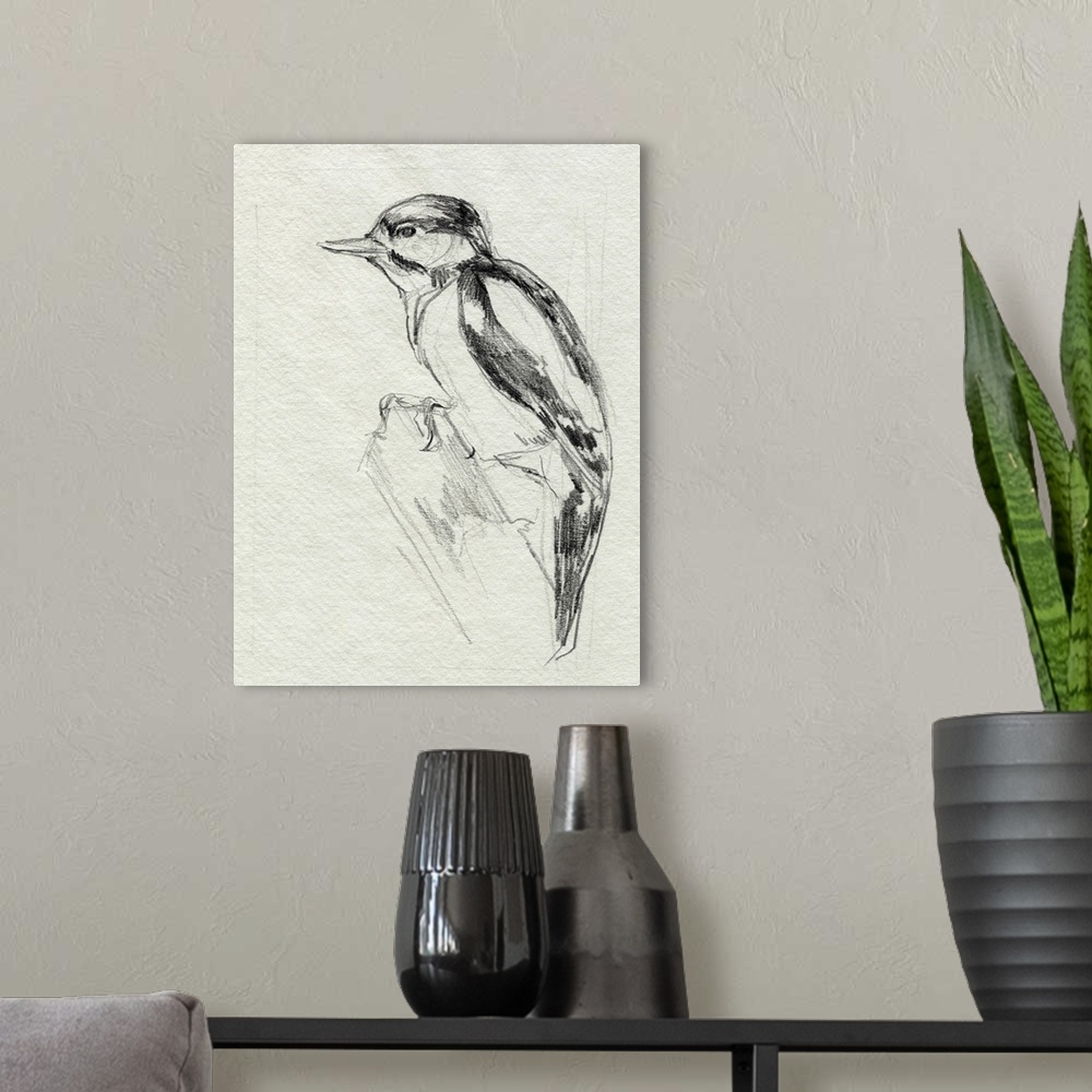A modern room featuring Woodpecker Sketch I