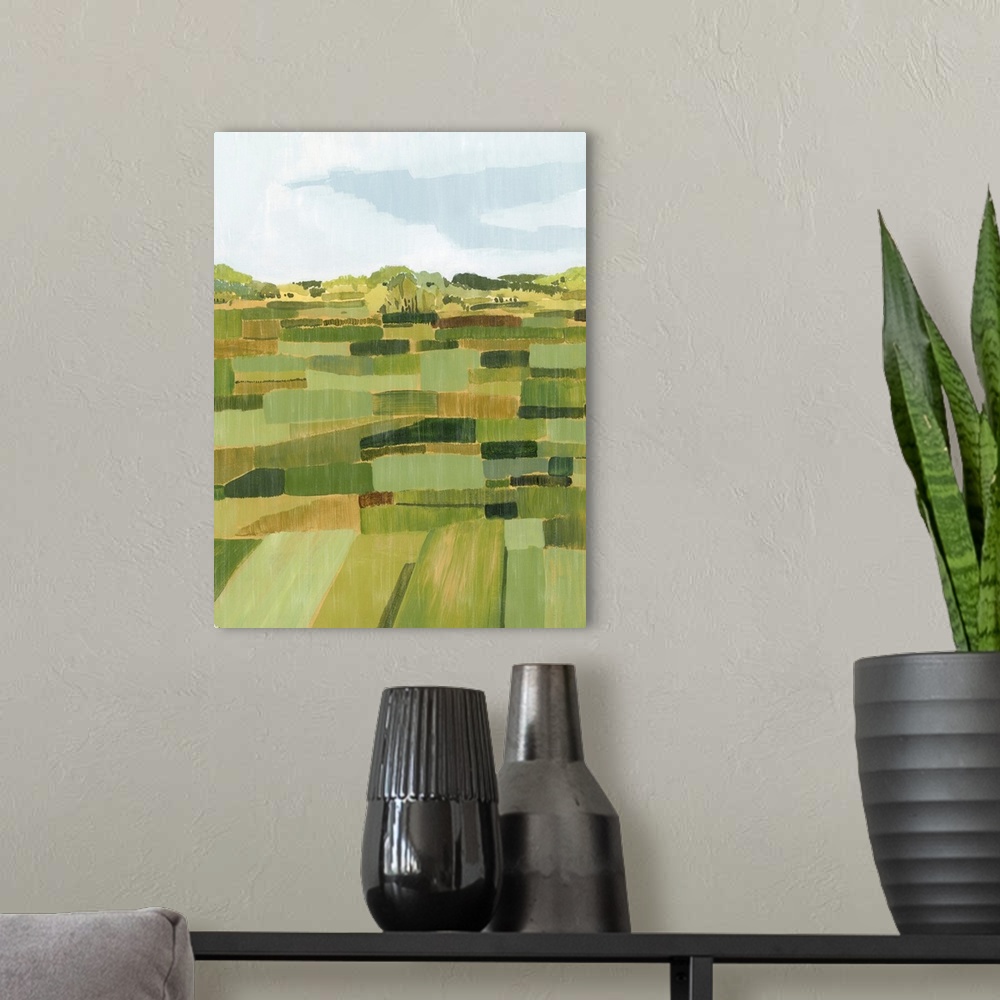 A modern room featuring Woven Pasture II