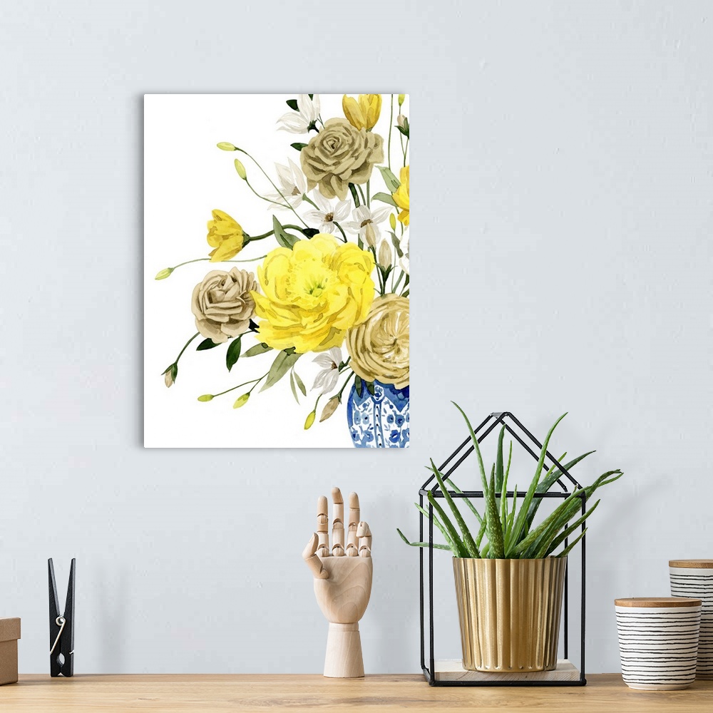 A bohemian room featuring Yellow And Ultramarine Bouquet I