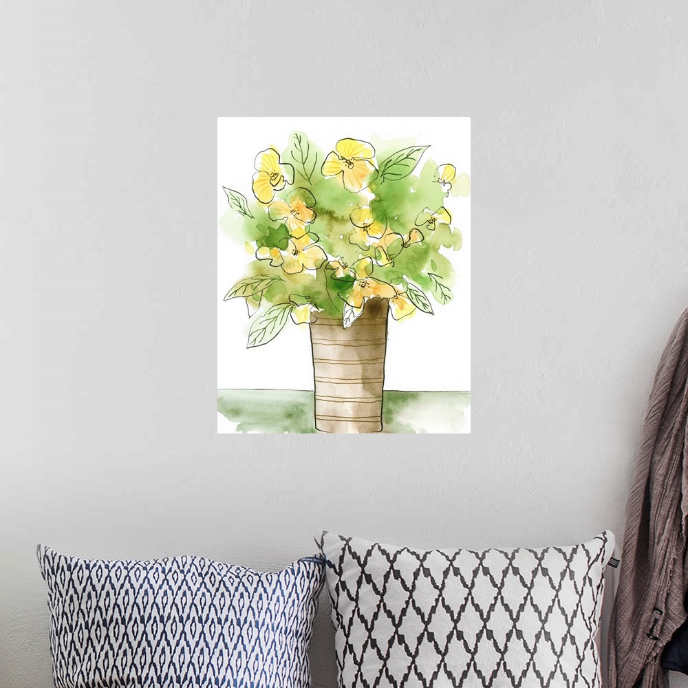 A bohemian room featuring Yellow Bouquet I