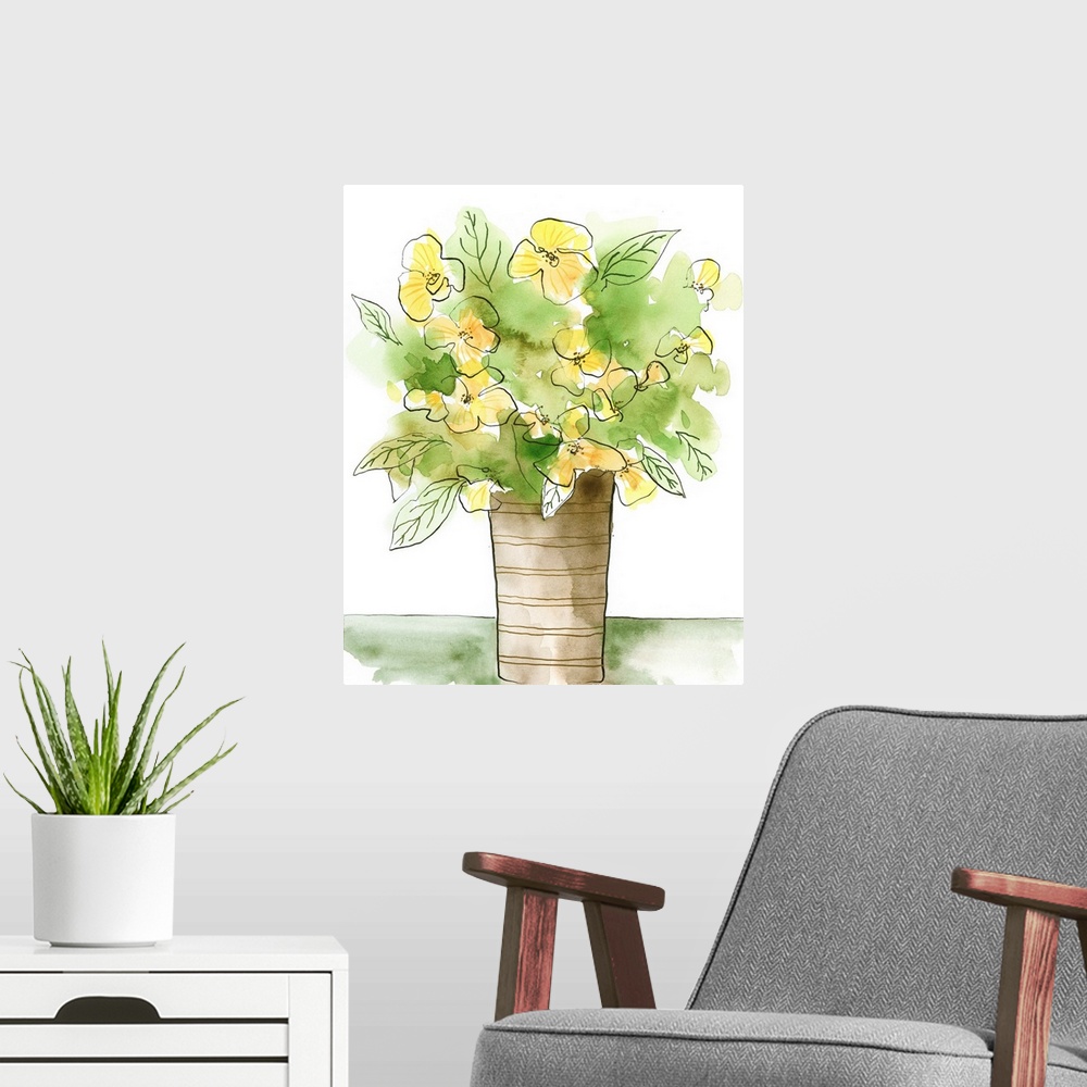 A modern room featuring Yellow Bouquet I