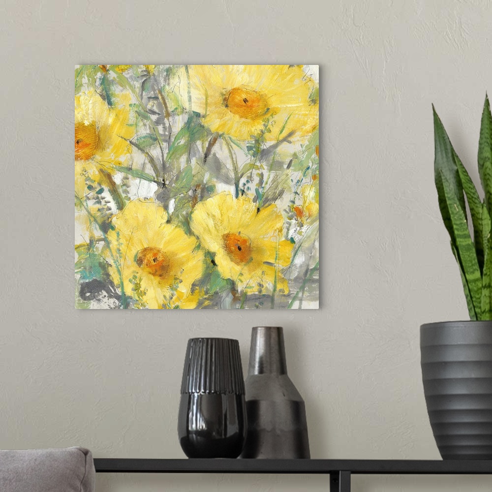 A modern room featuring Yellow Bunch I