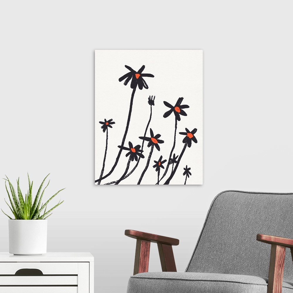 A modern room featuring Young Coneflowers I