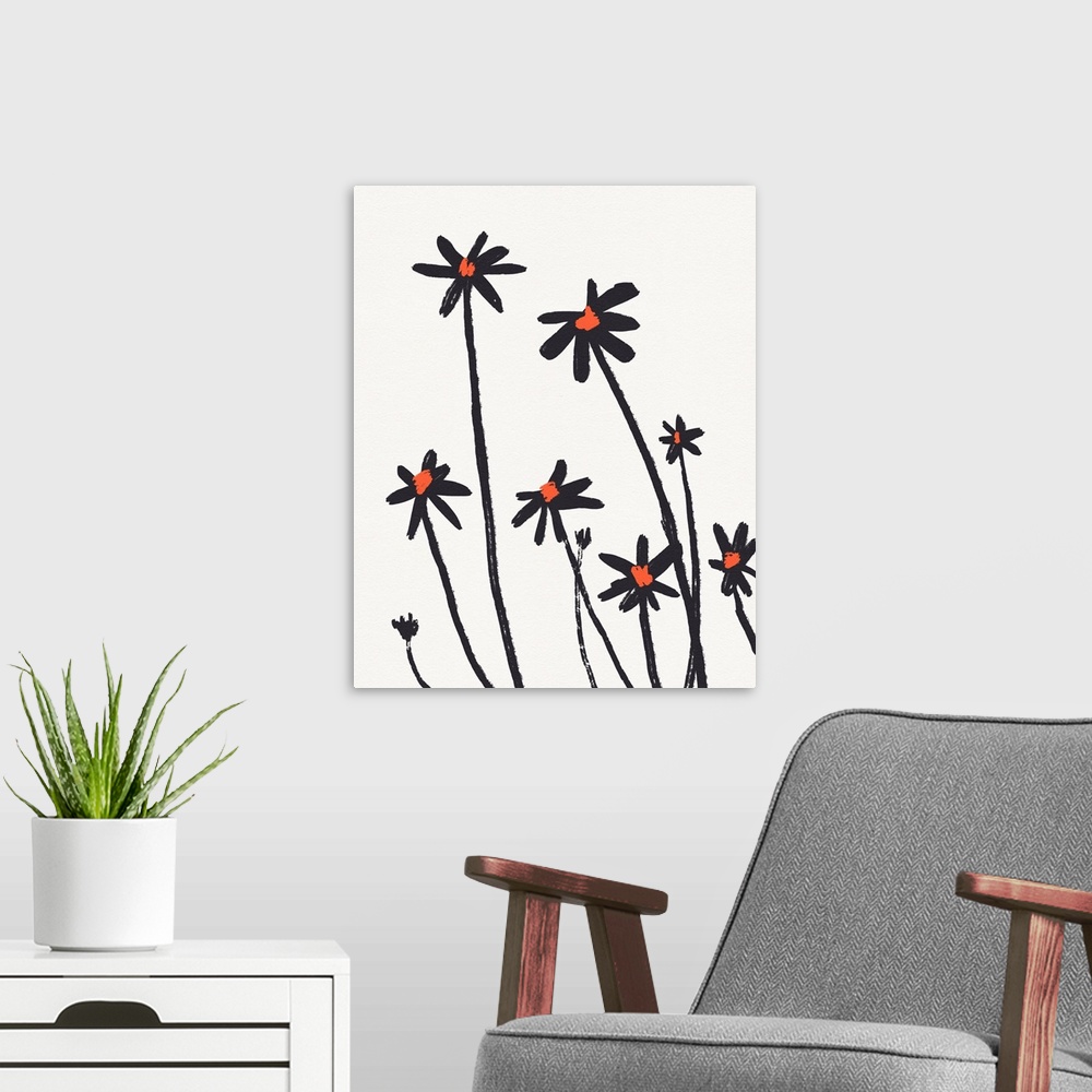 A modern room featuring Young Coneflowers II