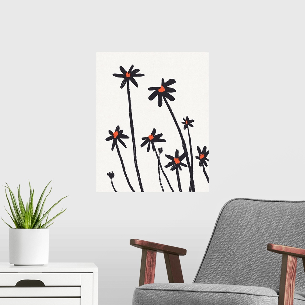 A modern room featuring Young Coneflowers II