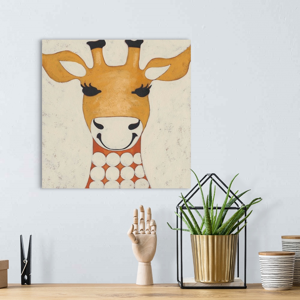 A bohemian room featuring Retro inspired children's animal art.