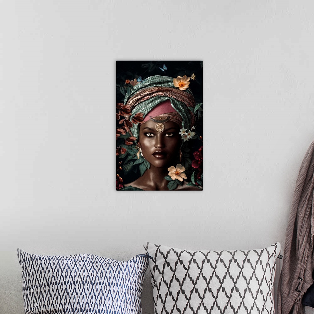 A bohemian room featuring African Woman