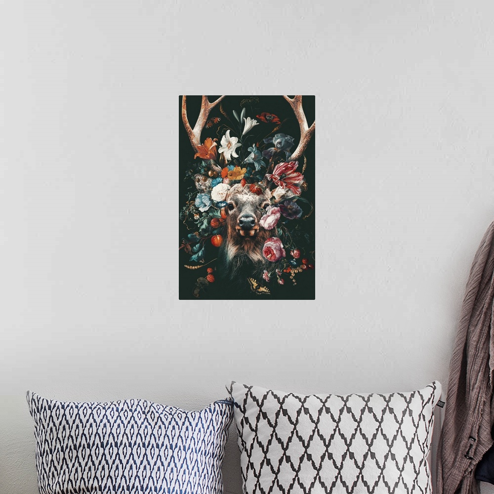 A bohemian room featuring Floral Deer