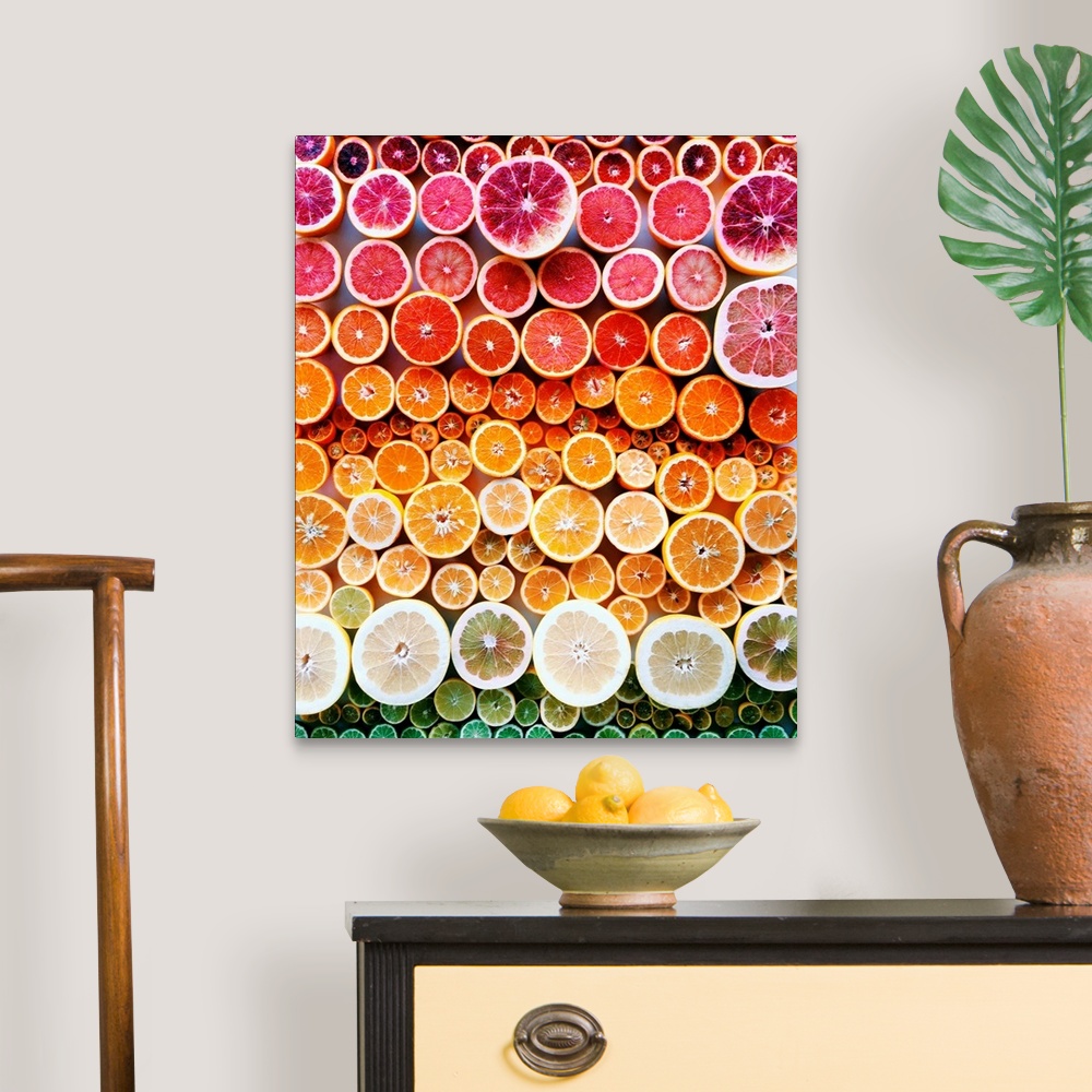 A traditional room featuring Citrus organized neatly into a color gradient.