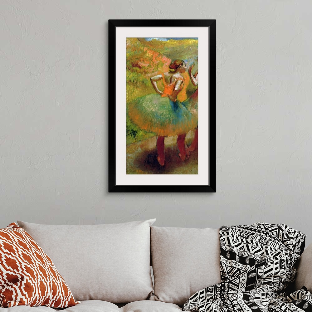 A bohemian room featuring This piece of classic artwork has two dancers both wearing full ballerina skirts with one of the ...