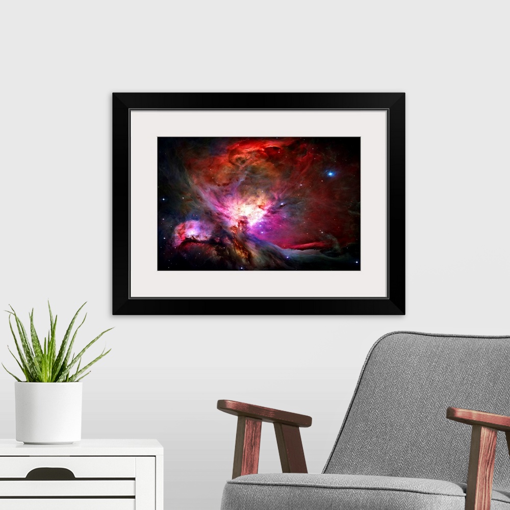 A modern room featuring Messier 42, M42, or NGC 1976 is a diffuse nebula situated south of Orion's Belt.  One of the brig...