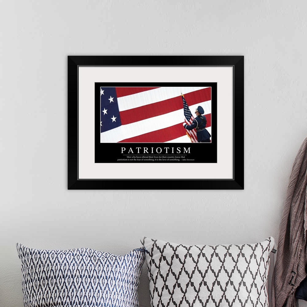 A bohemian room featuring Patriotism: Inspirational Quote and Motivational Poster