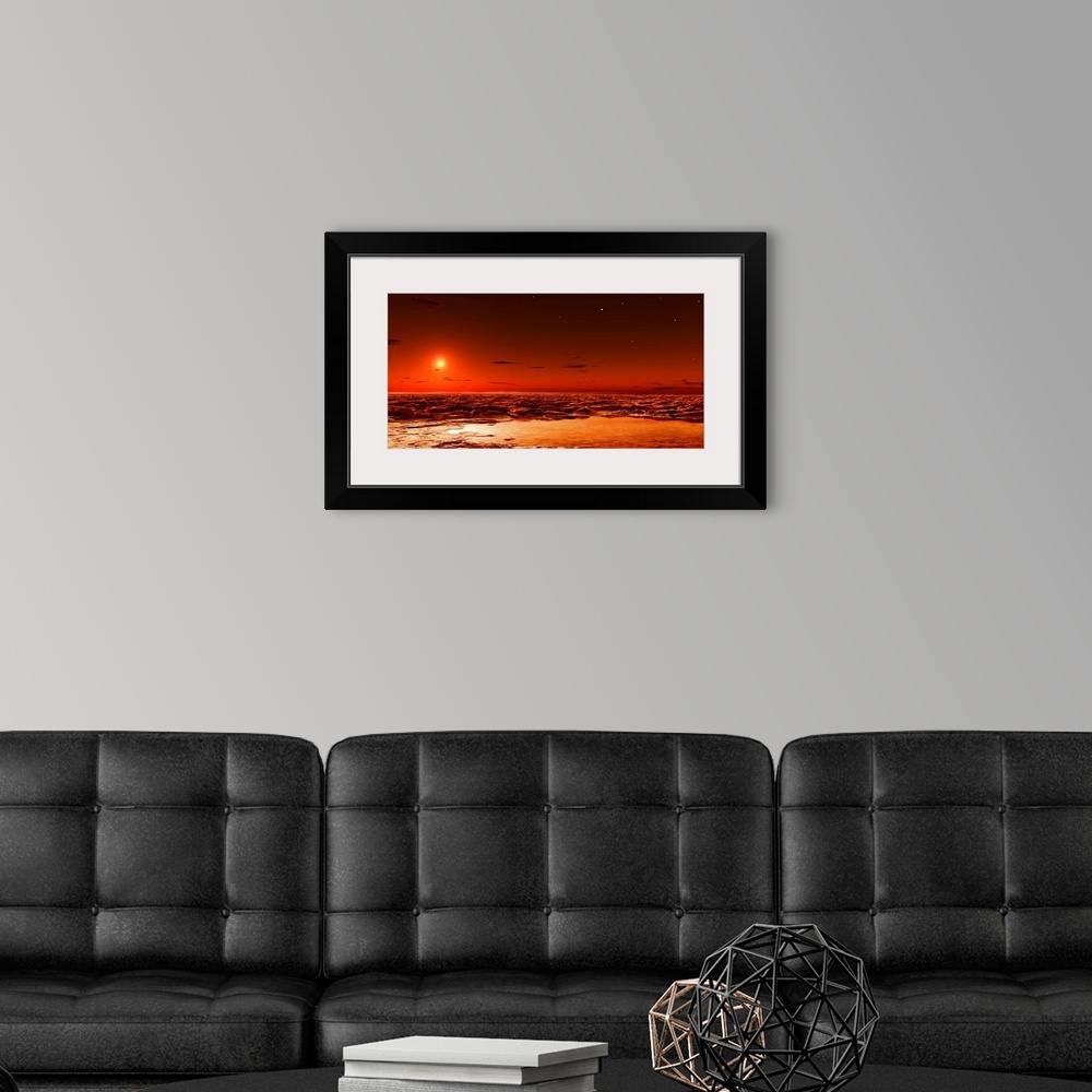 A modern room featuring This digitally created art work is an illustration of changing seasons on the Red Planetos landsc...