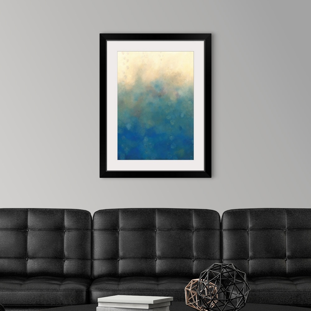 A modern room featuring Portrait, contemporary painting for a living room or office of several colors that transition fro...