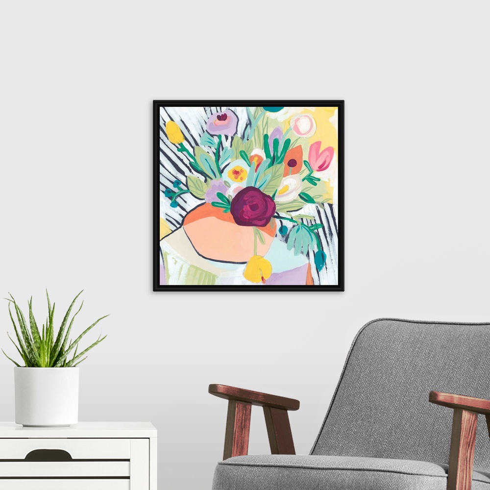 A modern room featuring Fauvist Floral II