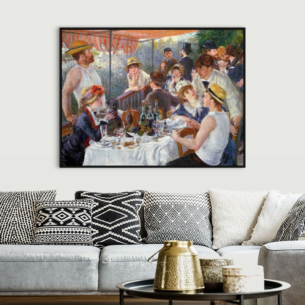 A bohemian room featuring Huge classic canvas art showcases a group of sophisticated people wearing a variety of hats, suit...
