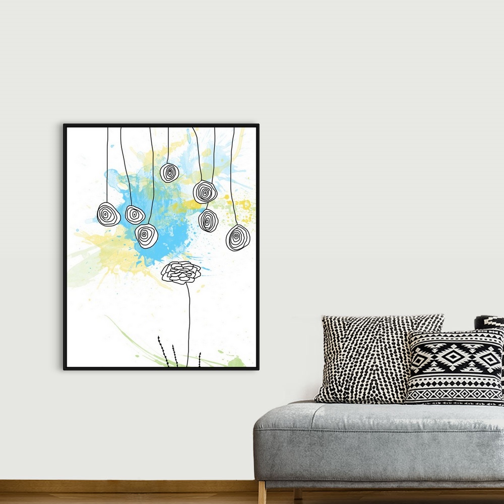A bohemian room featuring This fine art print is a digitally created and watercolor inspired botanical image with a mix of ...