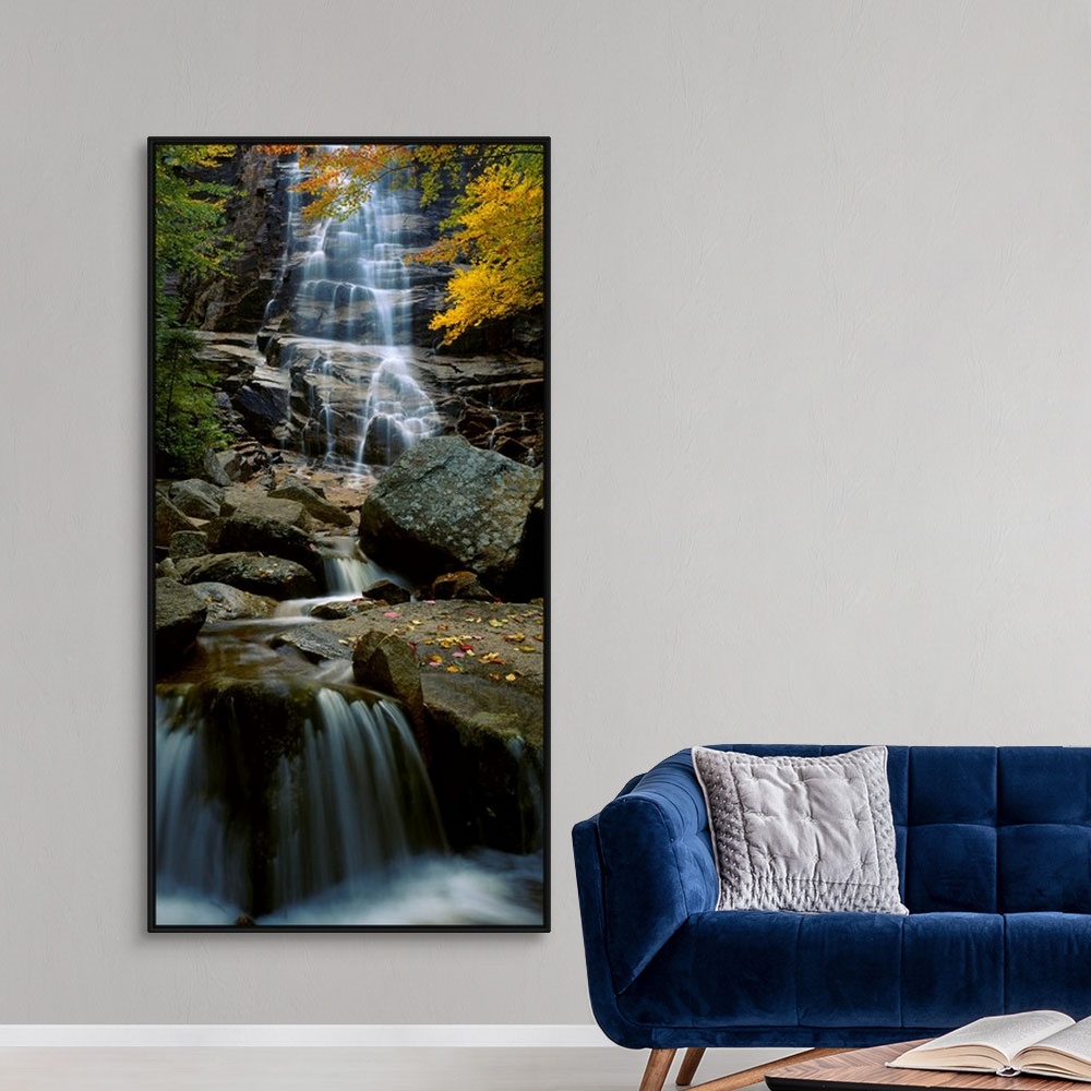 A modern room featuring Big photograph of Arethusa Falls that is located in Crawford Notch State Park in New Hampshire.  ...