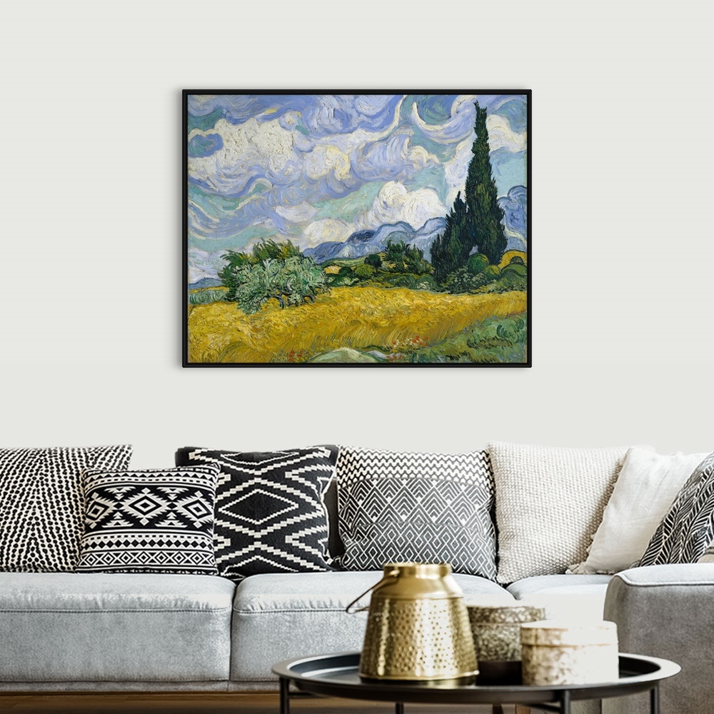 A bohemian room featuring Cypresses gained ground in Van Gogh's work by late June 1889 when he resolved to devote one of hi...