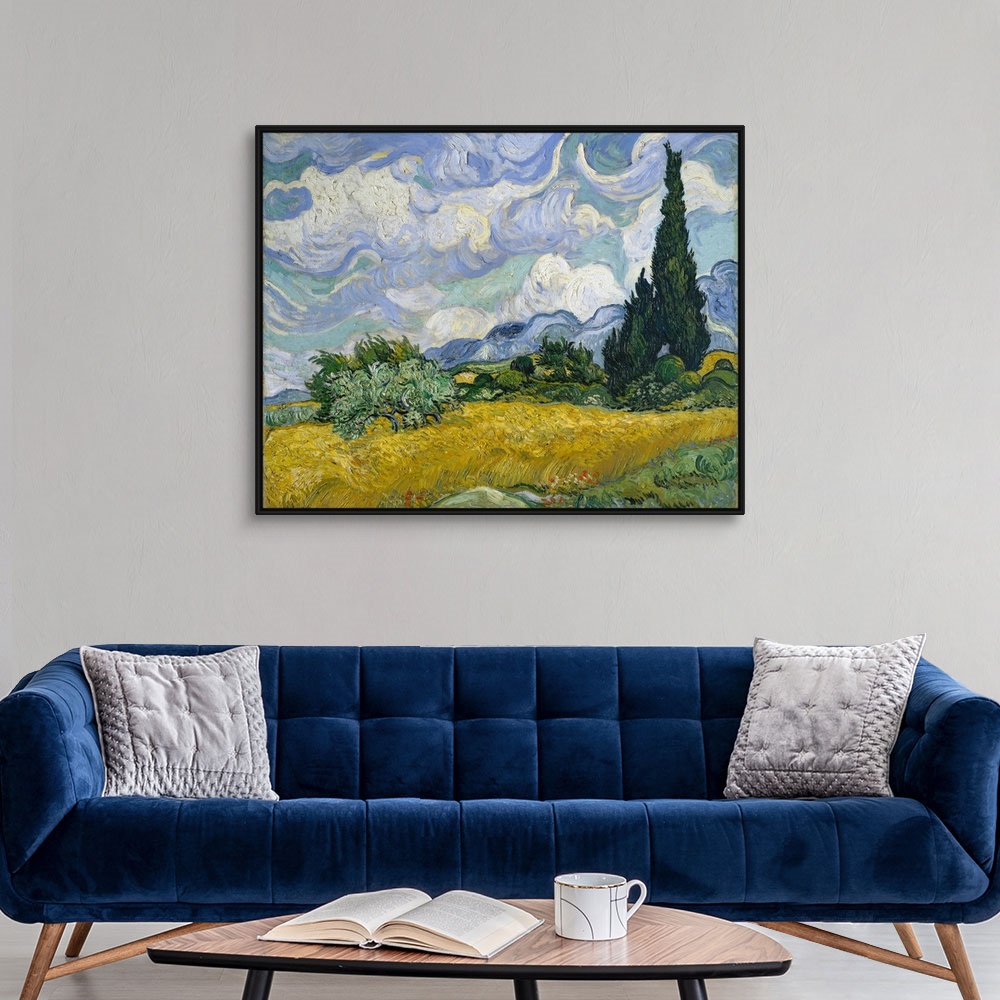 A modern room featuring Cypresses gained ground in Van Gogh's work by late June 1889 when he resolved to devote one of hi...