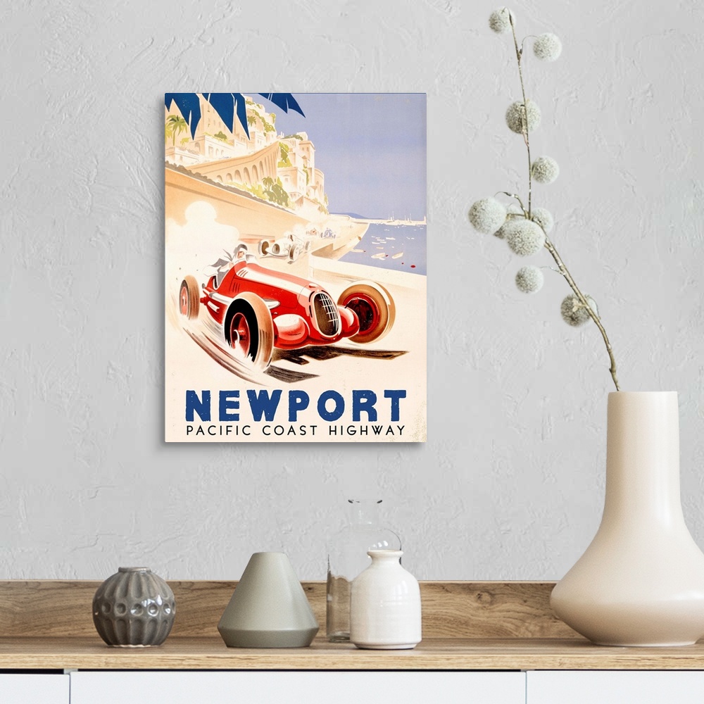 Pacific Coast Highway Vintage Advertising Poster Wall Art, Canvas ...