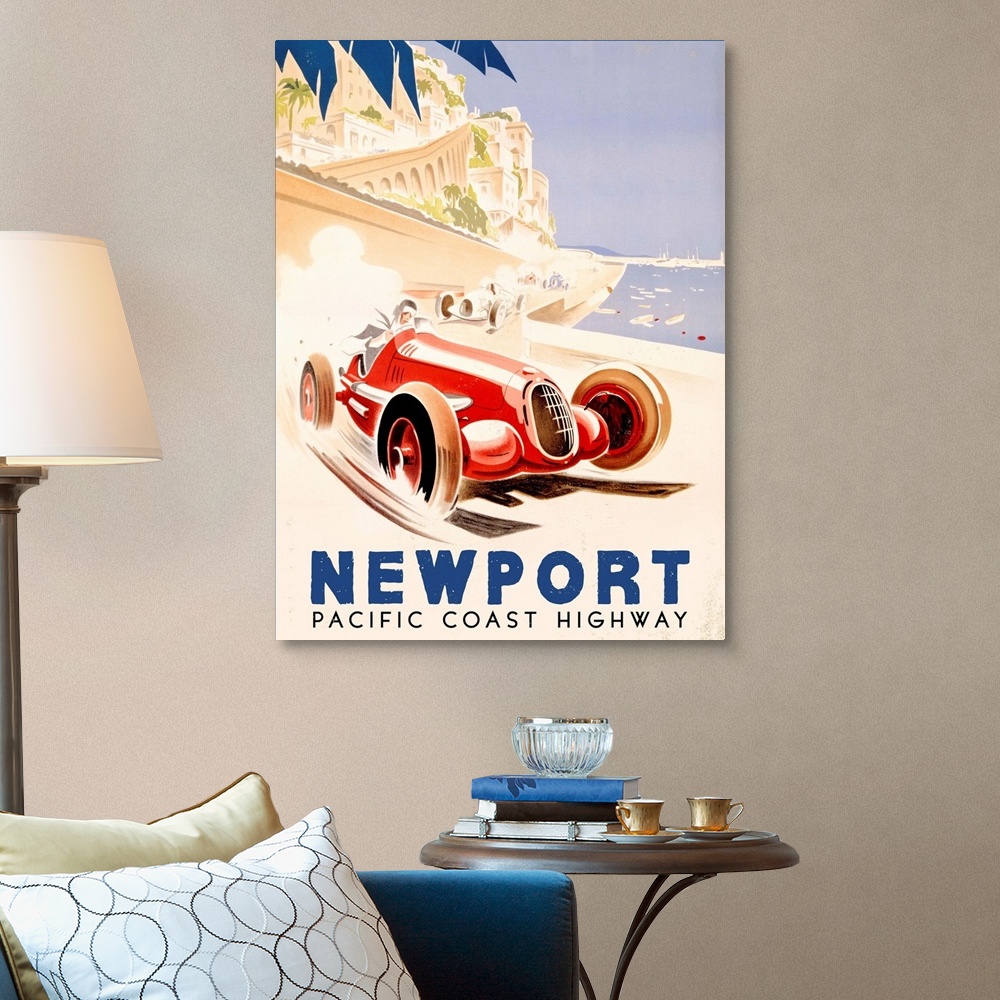Pacific Coast Highway Vintage Advertising Poster Wall Art, Canvas ...