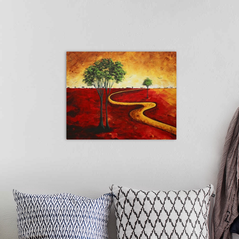 Road To Nowhere II - Red Landscape Painting Wall Art, Canvas Prints ...