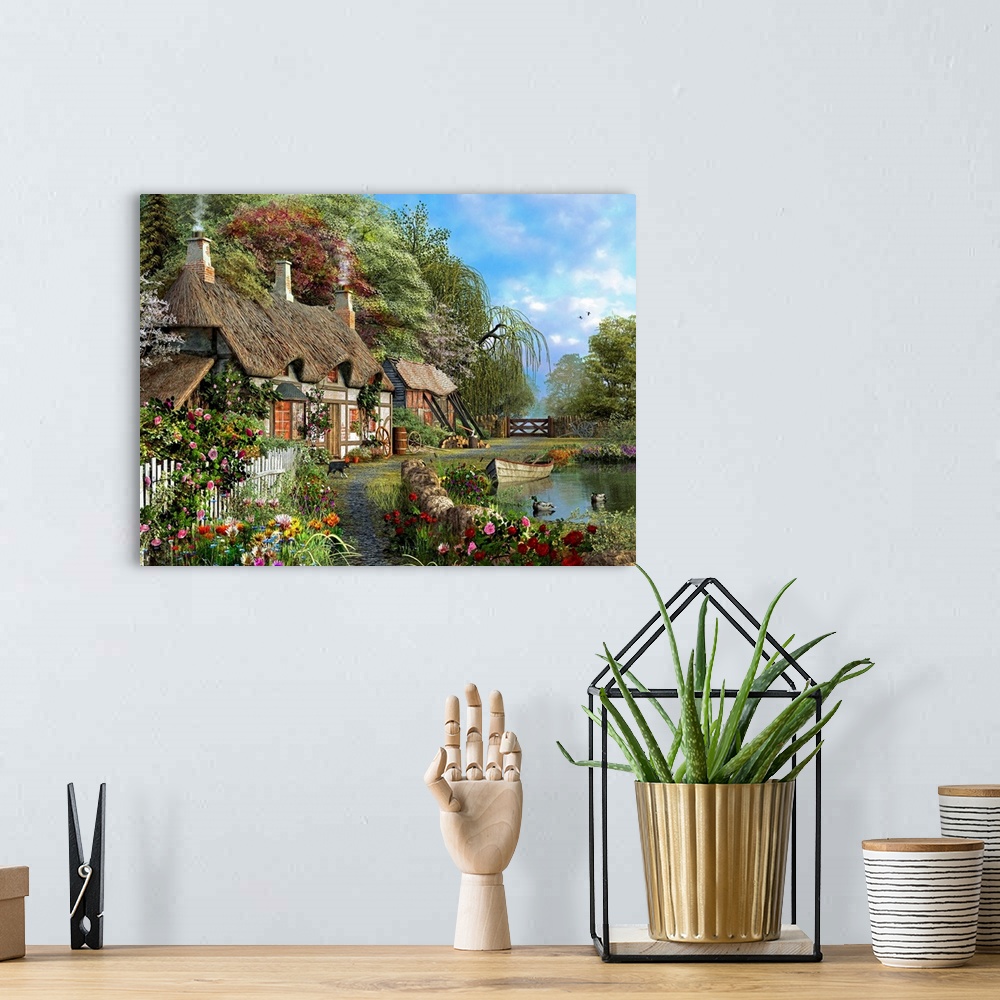 Riverside Home In Bloom Wall Art, Canvas Prints, Framed Prints, Wall ...