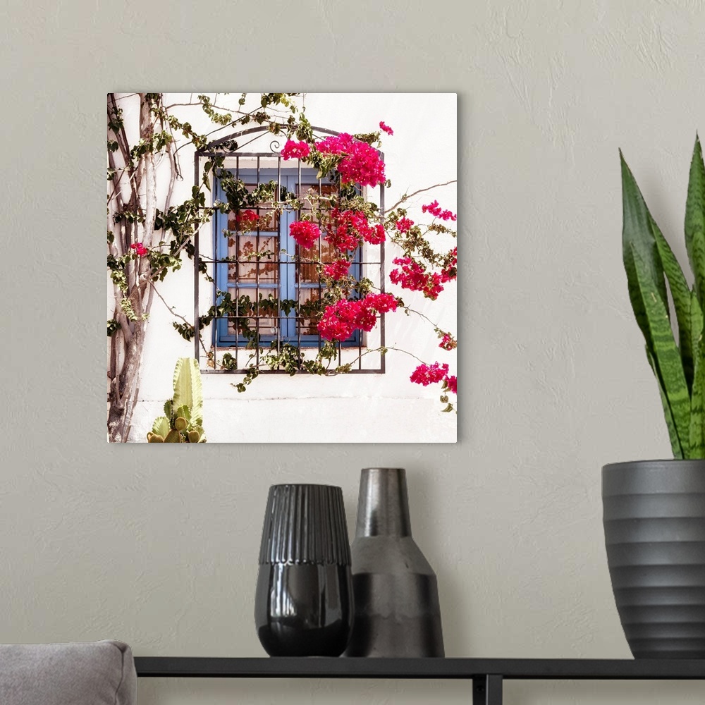 Made in Spain Square Collection - White Facade & Blue Window Wall Art ...