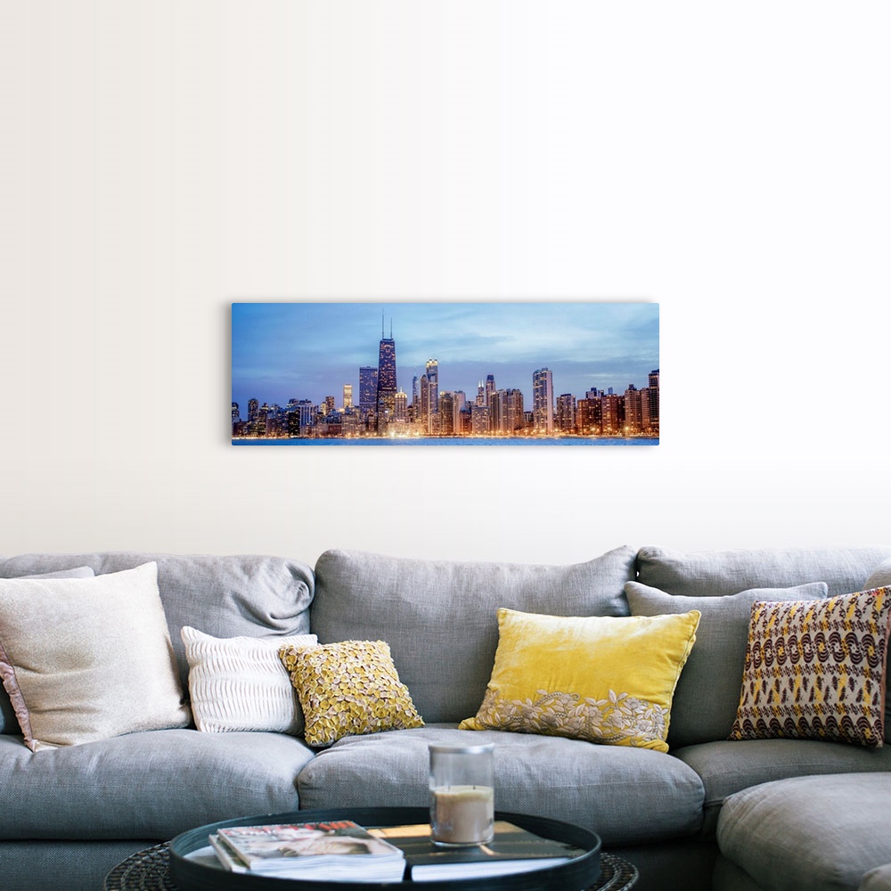 Chicago City Skyline in the Evening Wall Art, Canvas Prints, Framed ...
