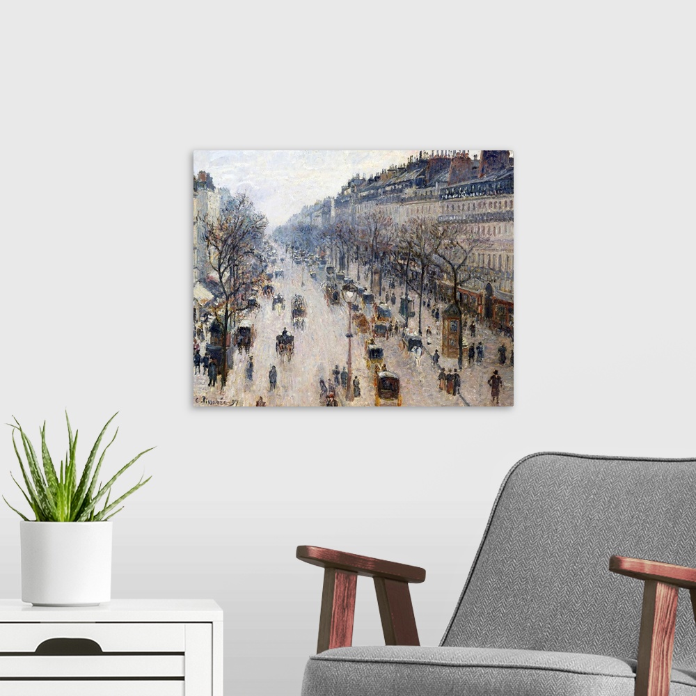 The Boulevard Montmartre on a Winter Morning Wall Art, Canvas Prints ...