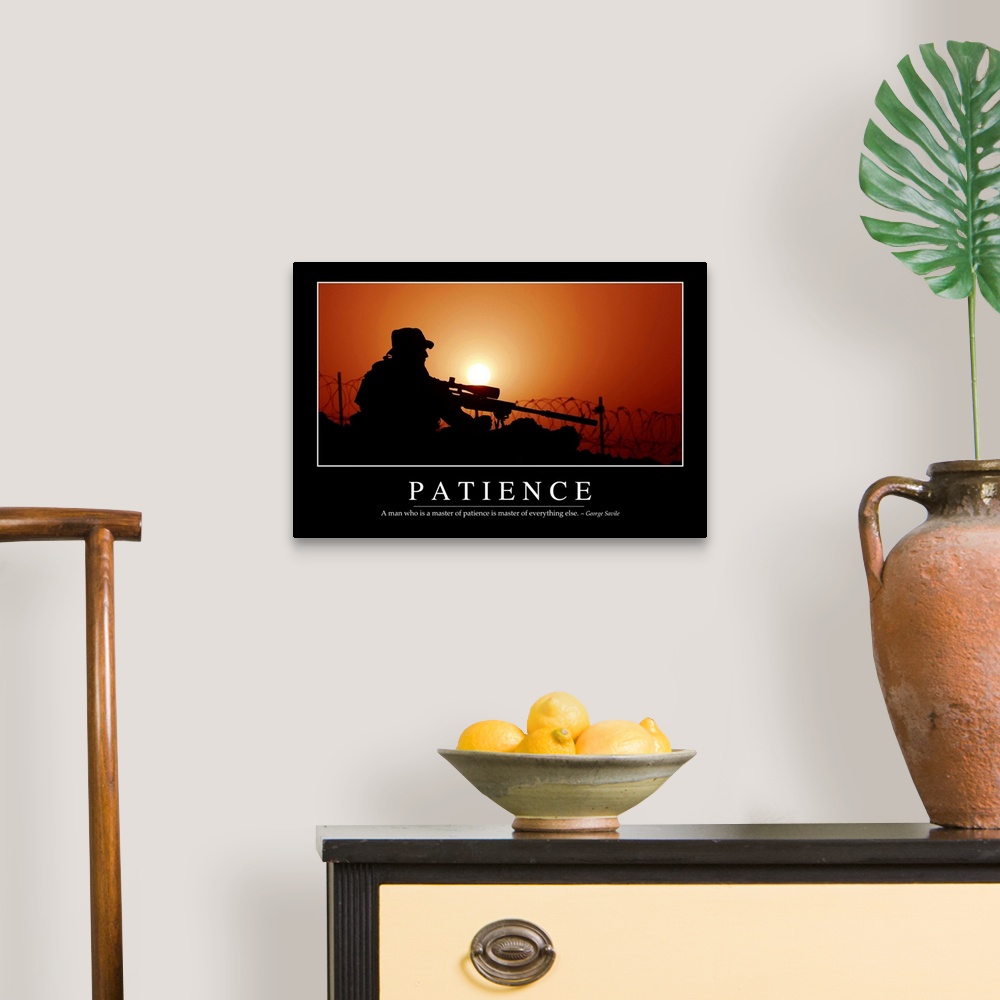 Patience: Inspirational Quote and Motivational Poster Wall Art, Canvas