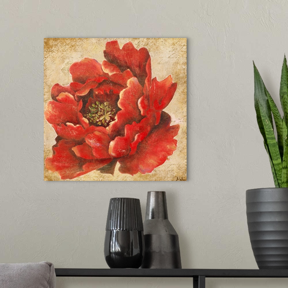 Red Peony on Gold Wall Art, Canvas Prints, Framed Prints, Wall Peels ...